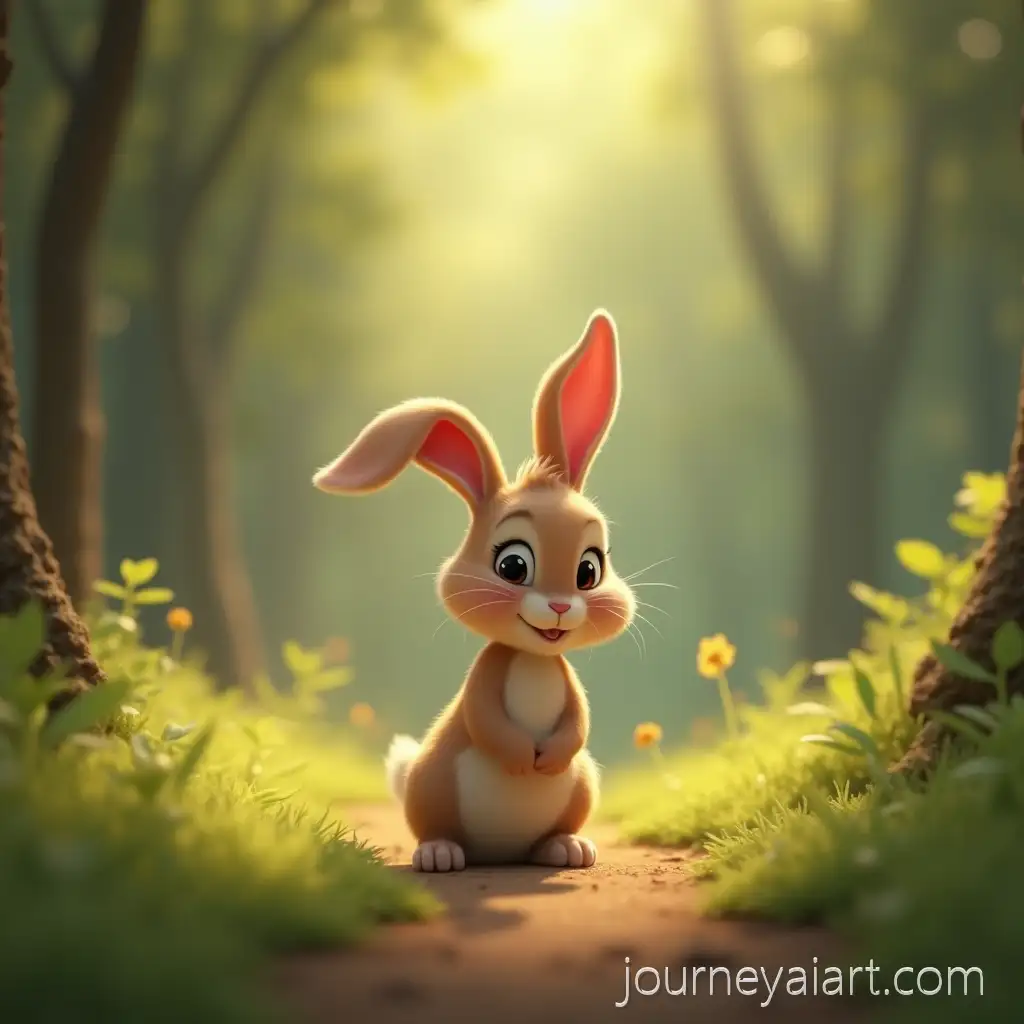 3D-PixarStyle-Small-Rabbit-Playing-in-the-Forest
