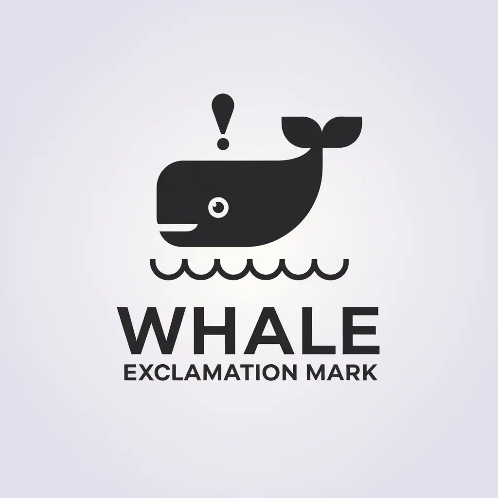 LOGO Design for Whale Exclamation Minimalistic Whale and Exclamation Mark for Internet Industry