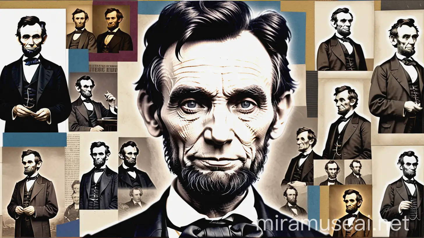 Abraham Lincoln Portrait in Collage Style