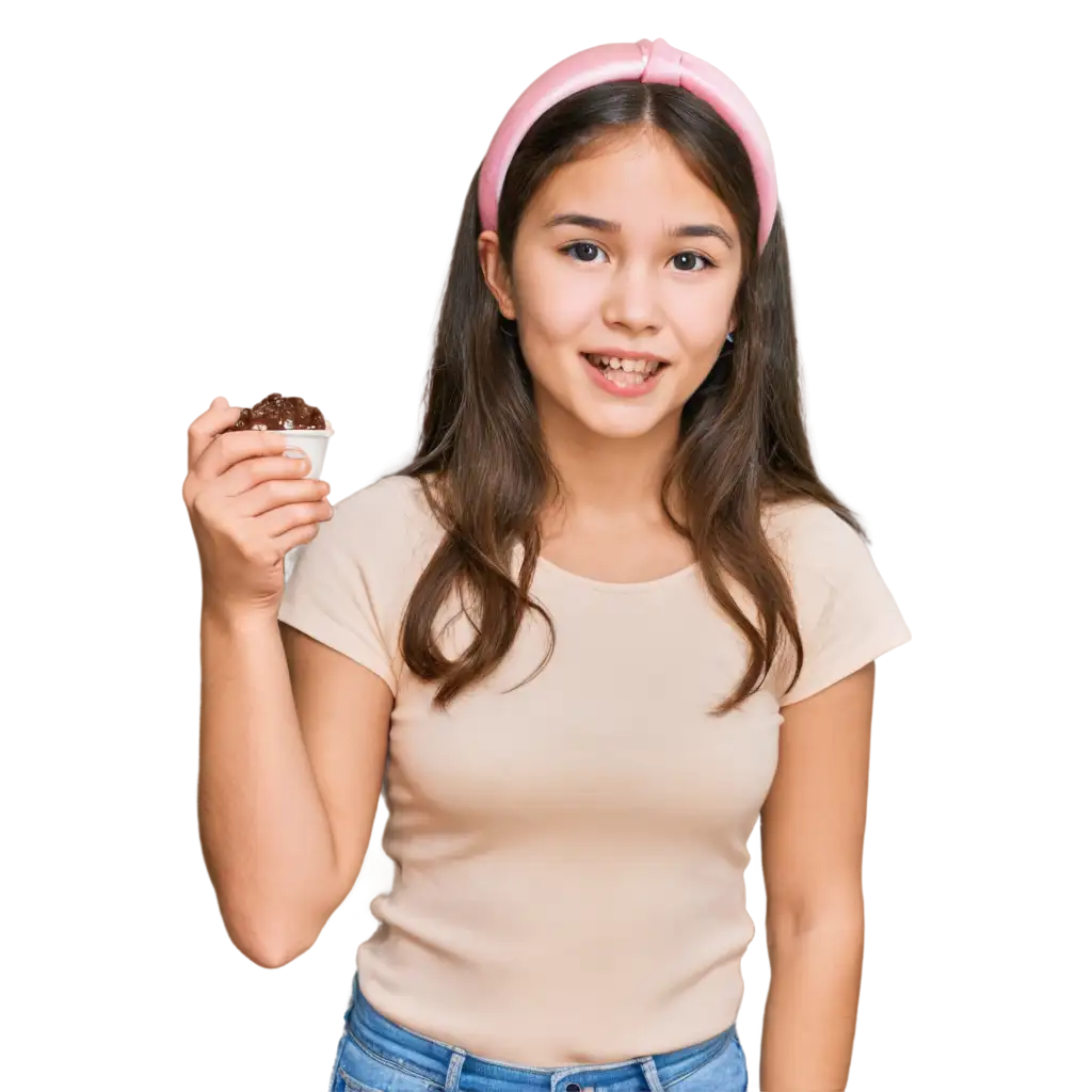 Girl-Eating-Mini-Pudding-HighQuality-PNG-Image-for-Various-Uses