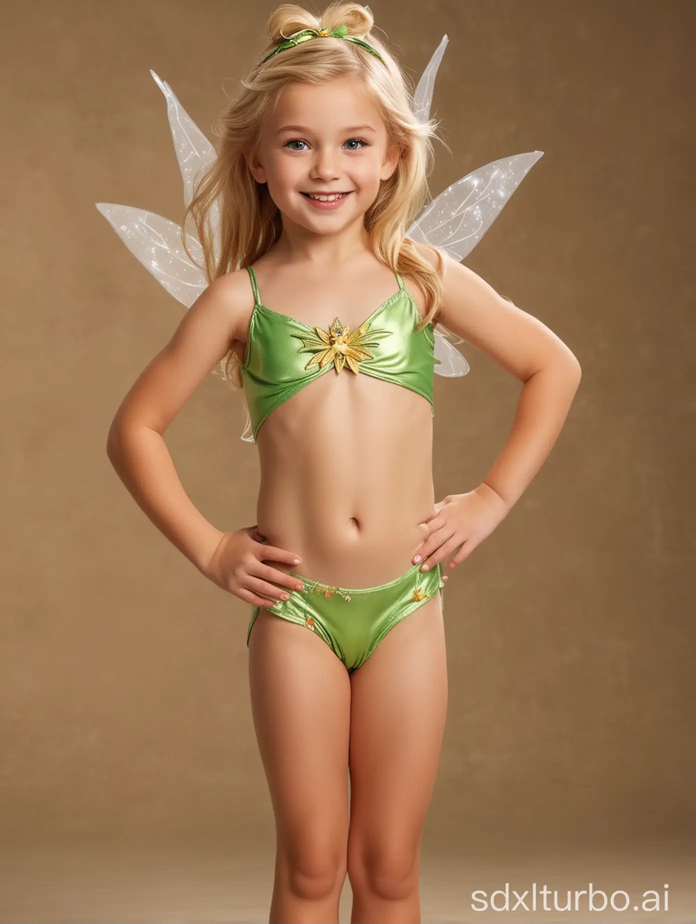 Young-Girl-Posing-in-Disney-Tinkerbell-Bikini-at-Store