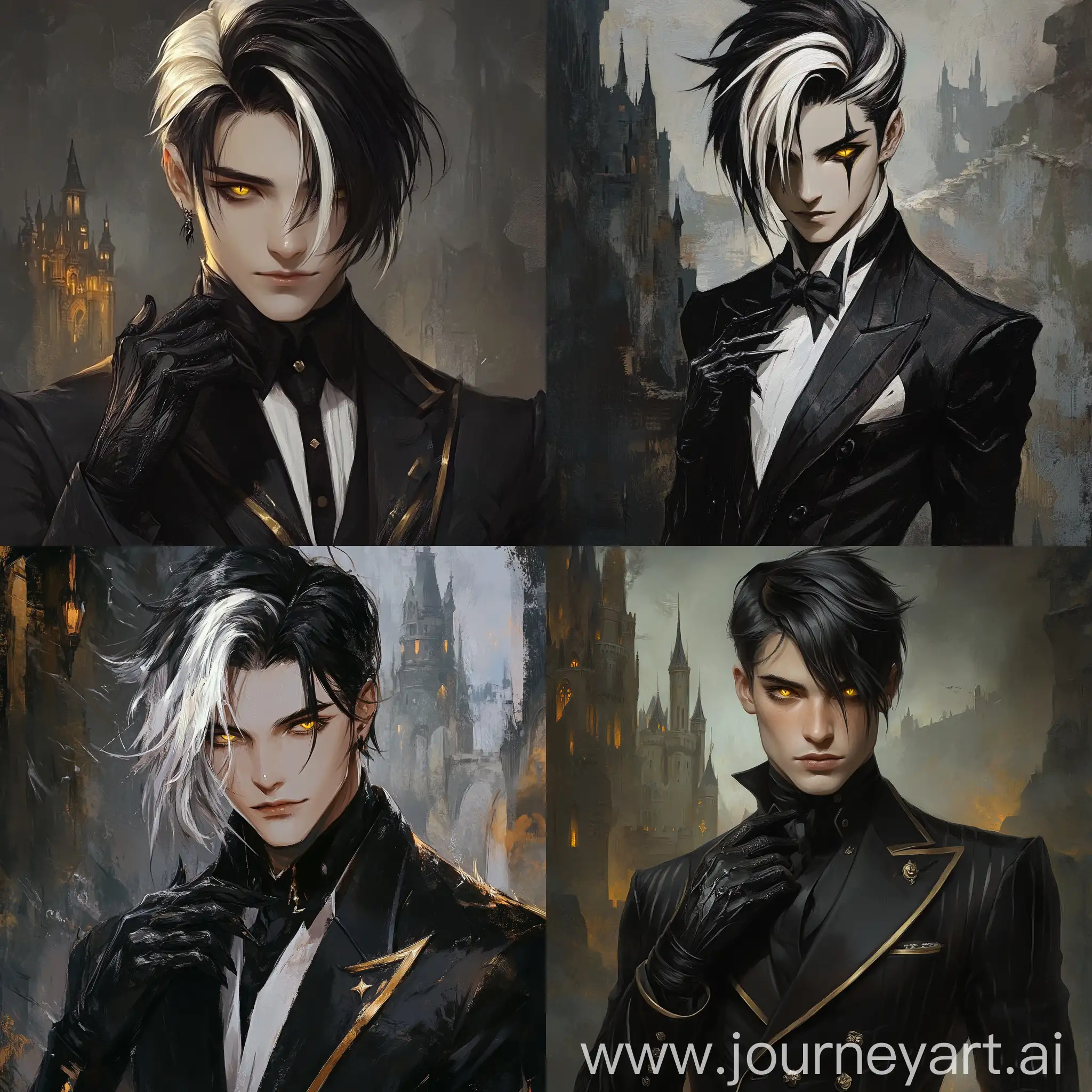 Anime-Portrait-of-Young-Male-in-Black-Suit-with-Castle-Background