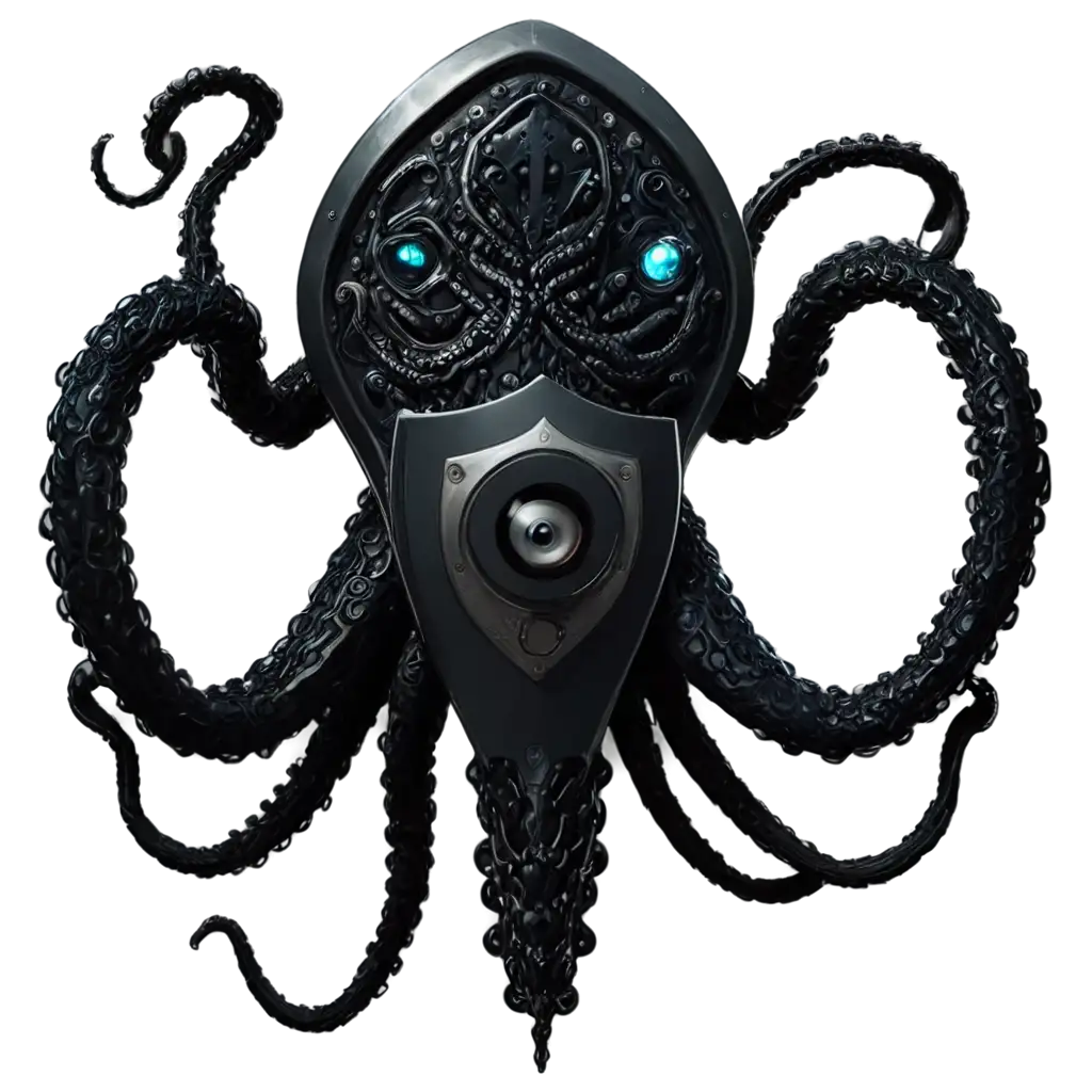 Futuristic-Shield-Defended-by-Black-Kraken-Tentacle-PNG-Image-Concept