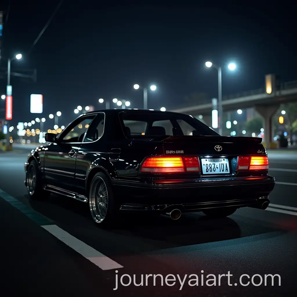 Black-Toyota-Mark-II-JDM-in-a-Vibrant-Night-Scene-of-Japan