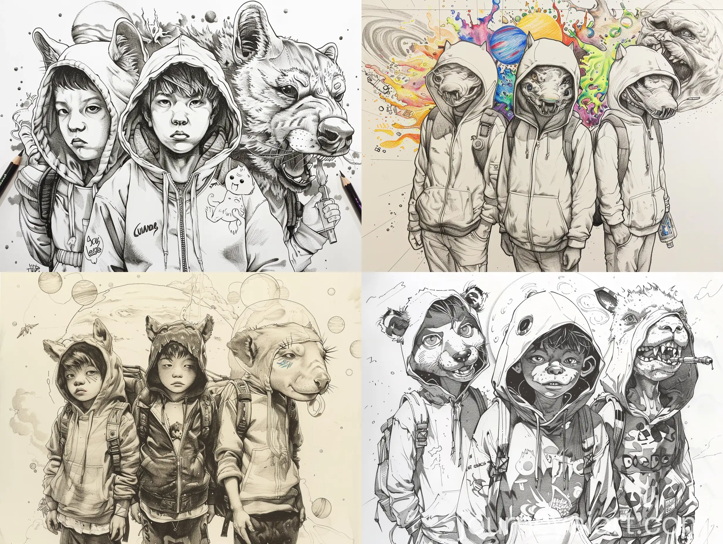 Boys-Painting-Graffiti-in-Cosmic-Universe-with-Animal-Masks