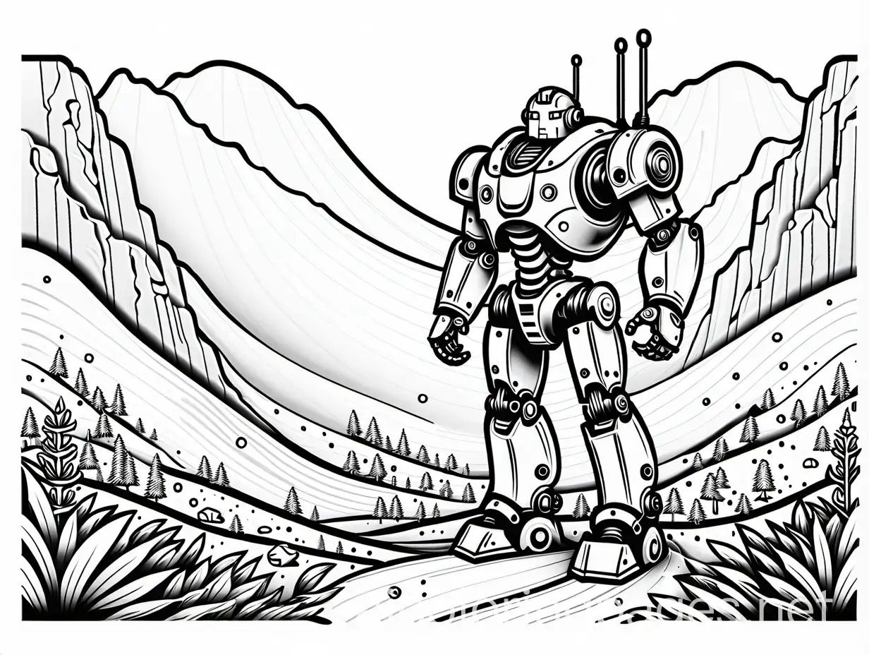 Giant-Robot-and-Airpods-Coloring-Page-for-Kids