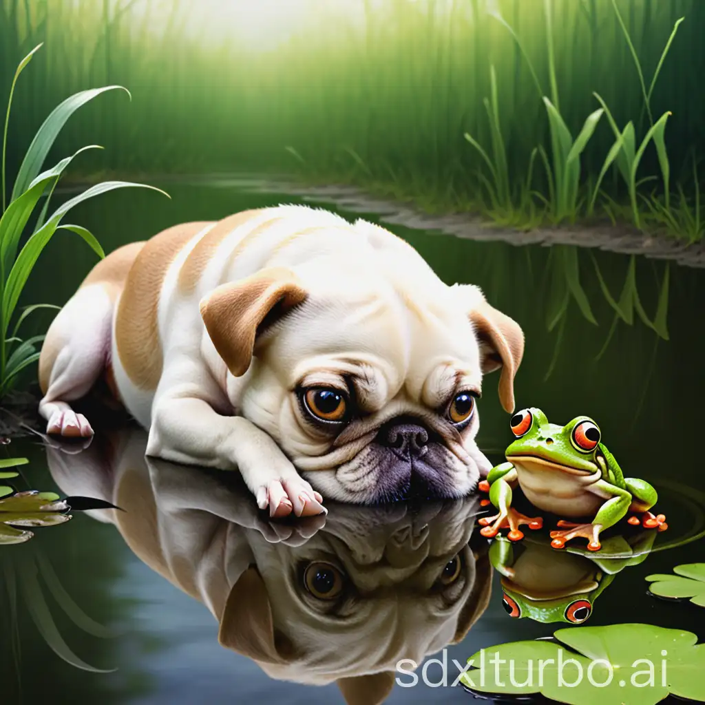 A-Dog-and-a-Frog-in-a-Playful-Outdoor-Scene