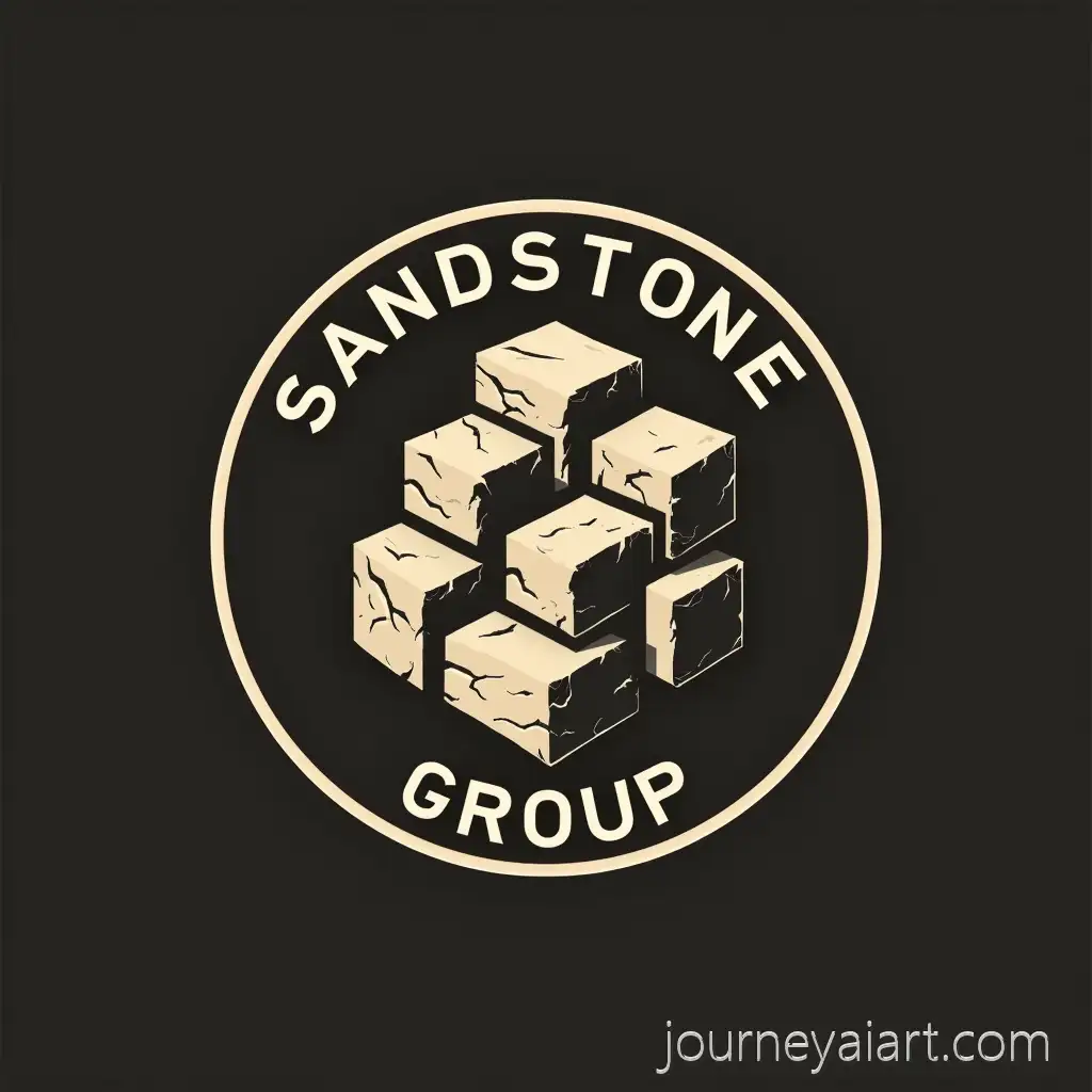 Minimalist-Sandstone-Group-AirSandstone-Group-Logosoft-Team-Logo-with-Shield-and-Layered-Stone-Blocks