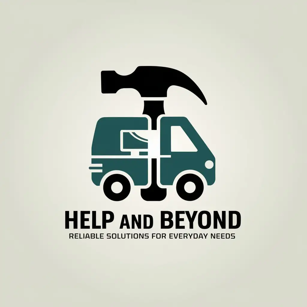 LOGO Design for Help and Beyond Hammer Computer Van Theme with Reliable Solutions for Everyday Needs