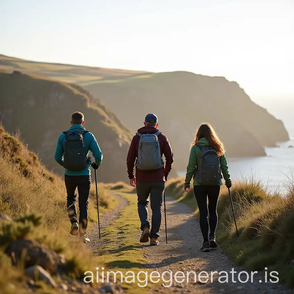 Two-Hikers-and-a-Female-Hiker-Exploring-Belle-Ile-en-Mer-at-Port-Cotton