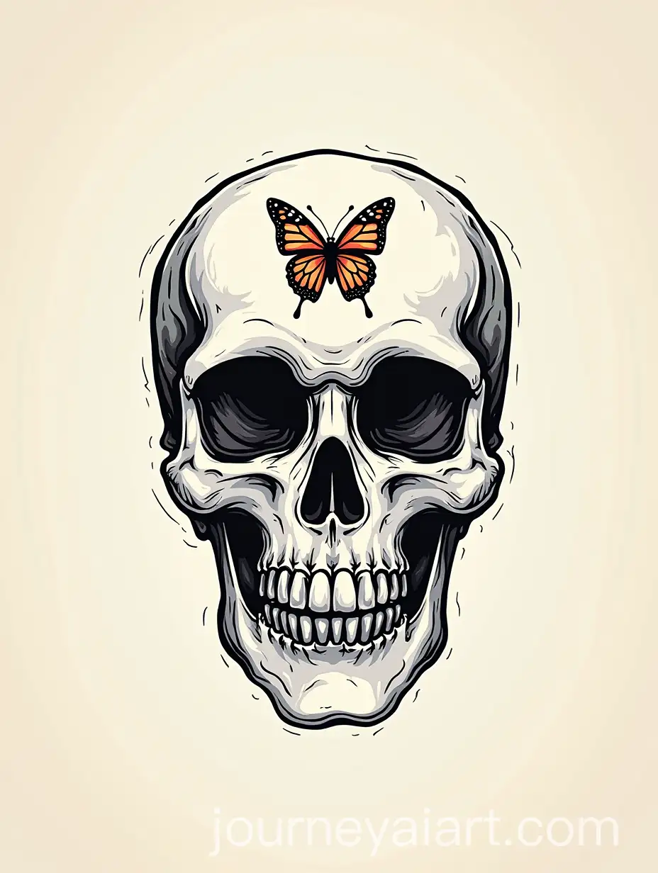 Minimalistic-Skull-with-Butterfly-Artwork-in-Abstract-StyleAI-Art-Prompt-Expansion
