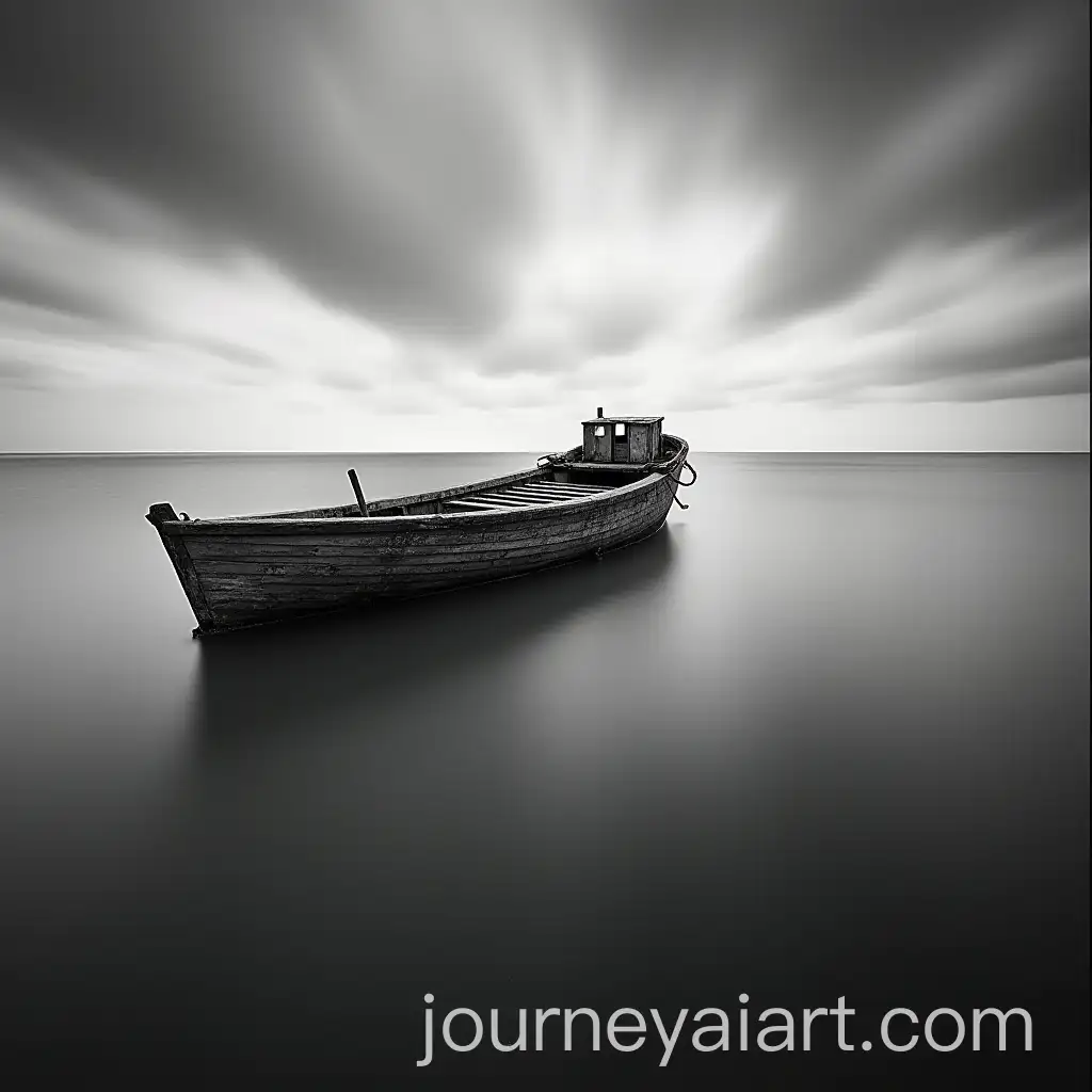 Wrecked-Boat-Sunken-in-the-Sea-with-Moving-Clouds-Black-and-White-Long-Exposure-Photography