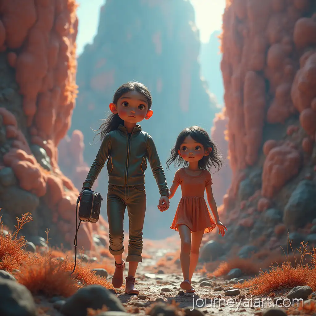 Tiny-Explorers-on-an-Alien-Planet-SurAlien-adventure-with-fragile-humansrounded-by-Crystalline-Structures-and-Luminescent-Flora