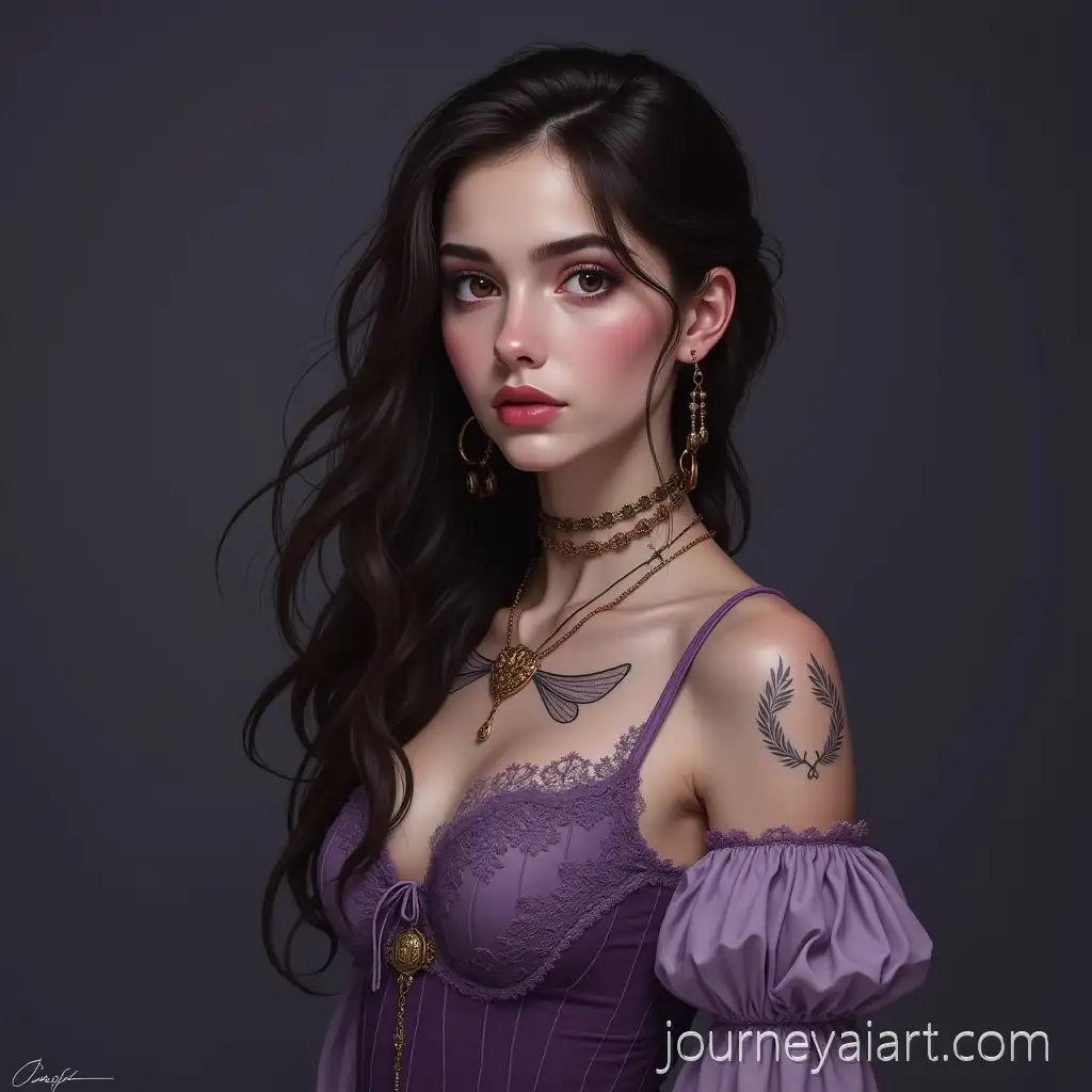 Mystical-Slavic-Woman-with-Gemini-Tattoo-and-Celestial-JewelrySlavic-Woman-with-Tattoos-in-Moth-Gray-and-Plum