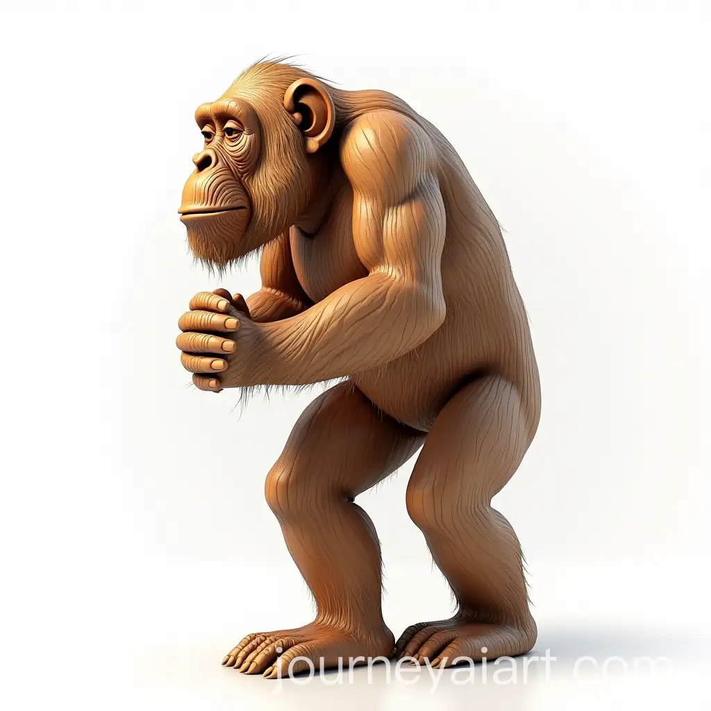 UltraRealistic-Wooden-Sculpture-of-a-FullLength-Chimpanzee