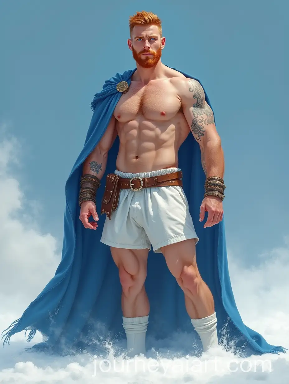 Handsome-Ginger-Gladiator-with-Snowy-Background-and-Blue-Cape