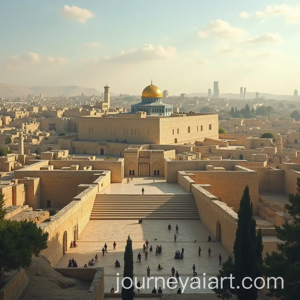 Second-Jewish-Temple-of-Jerusalem-on-Temple-Mount-with-Cityscape