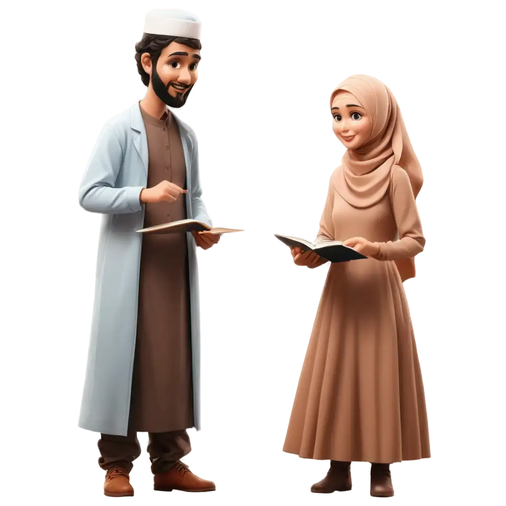 Muslim-Couple-Teaching-Cartoon-Drawing-in-PNG-Format-Creative-Educational-Illustration