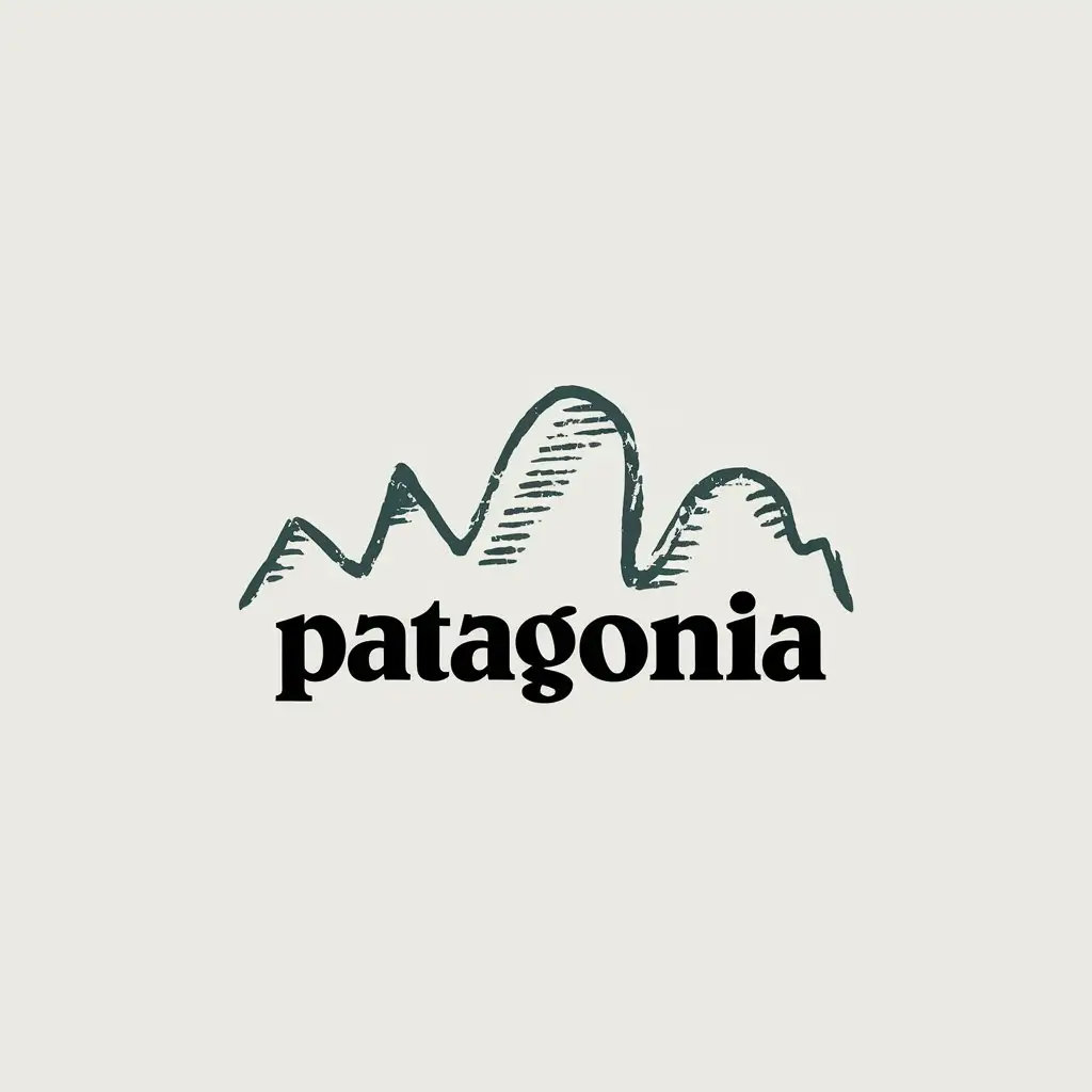 LOGO Design for Patagonia EcoFriendly Mountain Line Pattern with HandDrawn Texture and Soft SansSerif Font