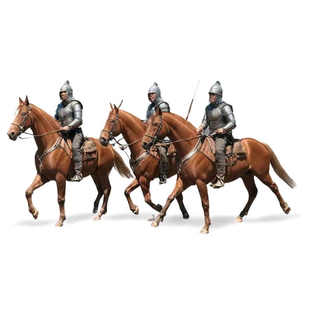 PNG-Image-of-Warriors-on-Horseback-with-Weapons-Epic-Skiffs-in-Action