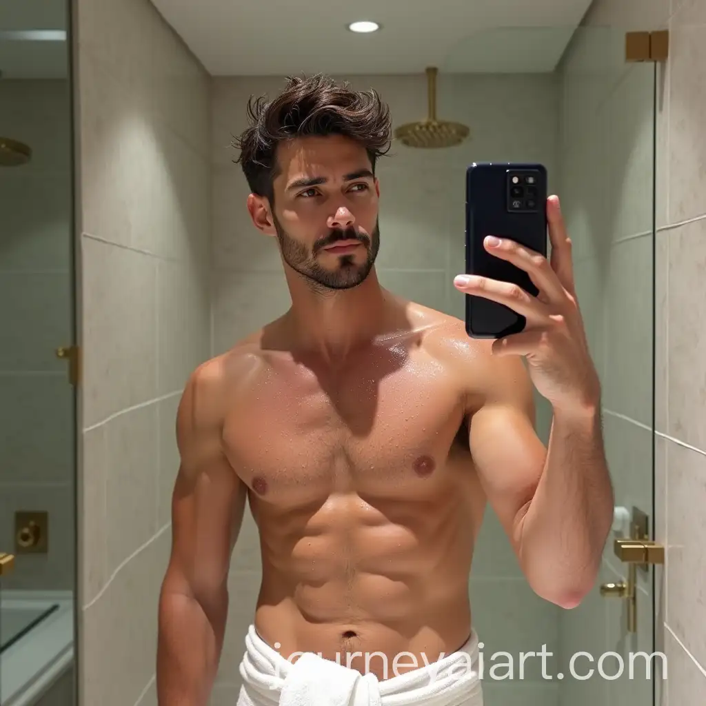 Young-Man-with-Fit-Physique-Taking-Mirror-Selfie-in-Luxury-Bathroom