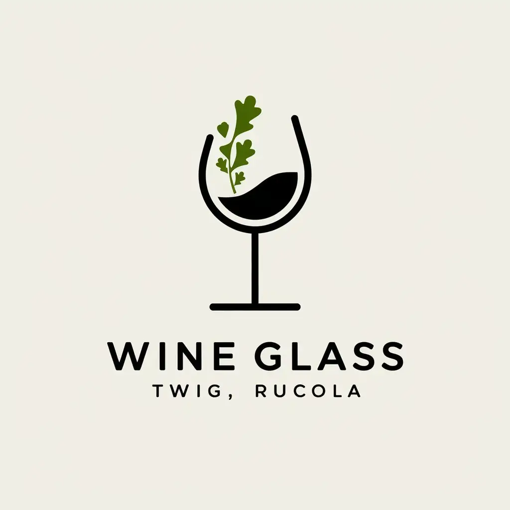 LOGO-Design-for-Wine-Glass-Twig-Rucola-Minimalistic-Vector-Logo-with-Wine-Glass-Symbol