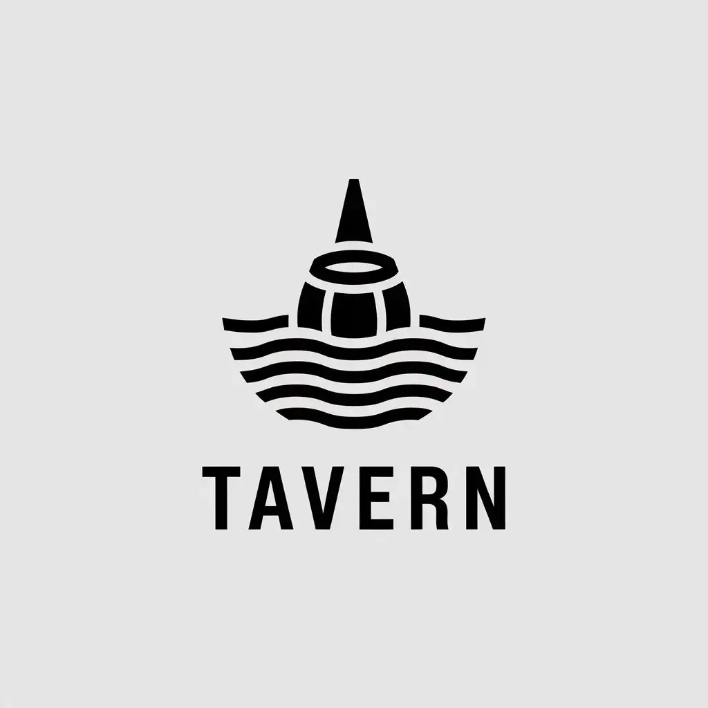 LOGO Design for Tavern Compass on Waves with Barrel Symbol for Restaurant Industry