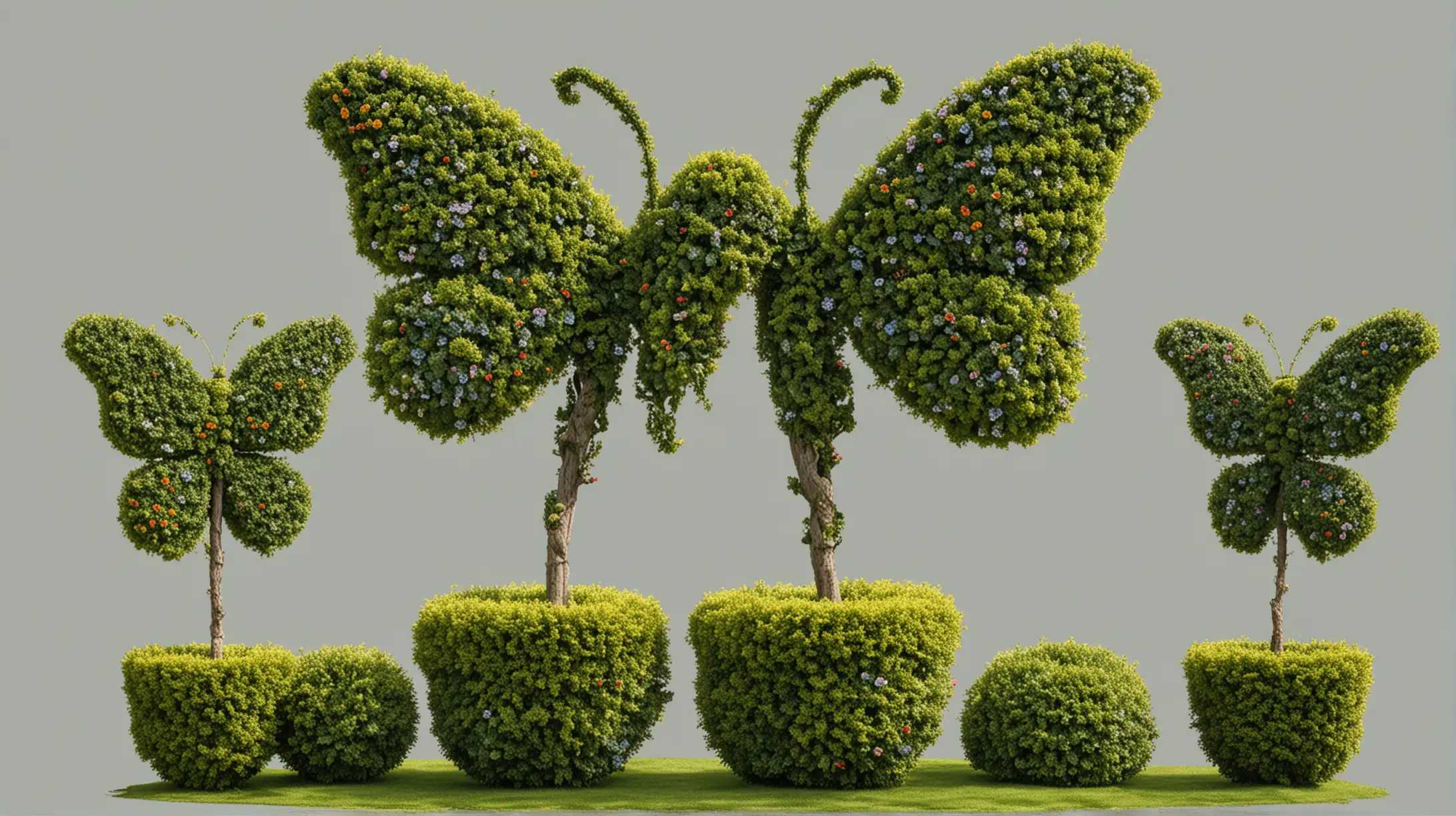 Butterfly Shaped Topiary on Transparent Background