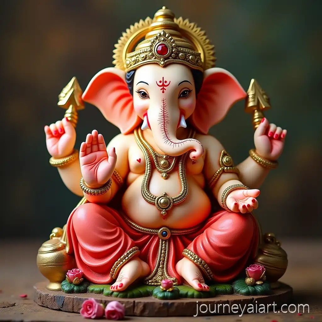 Vibrant-Ganapati-Idol-in-Traditional-Celebration-Setting