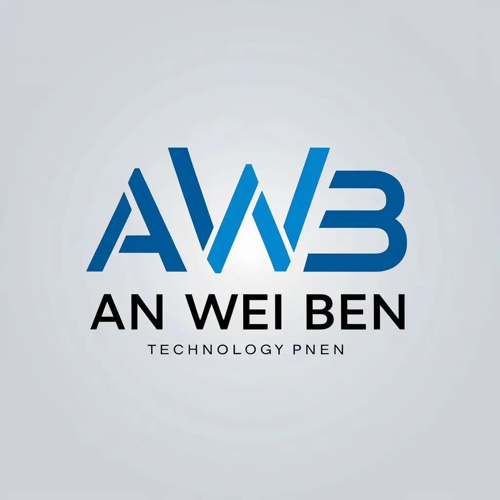 a vector logo design,with the text "an wei ben", main symbol:AWB， blue,,Minimalistic,be used in Technology industry,clear background