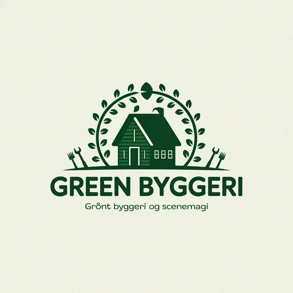 LOGO Design for Green Byggeri Green with Leaves Hand Tools and Construction Theme