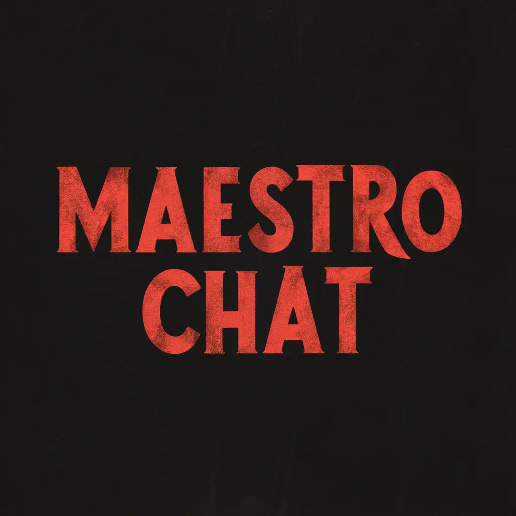 Темный фон, надпись MAESTRO CHAT красным цветом