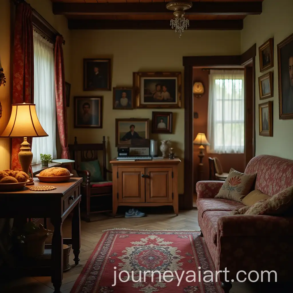 Cozy-Rustic-Home-with-Family-Portraits-and-Freshly-Baked-Bread