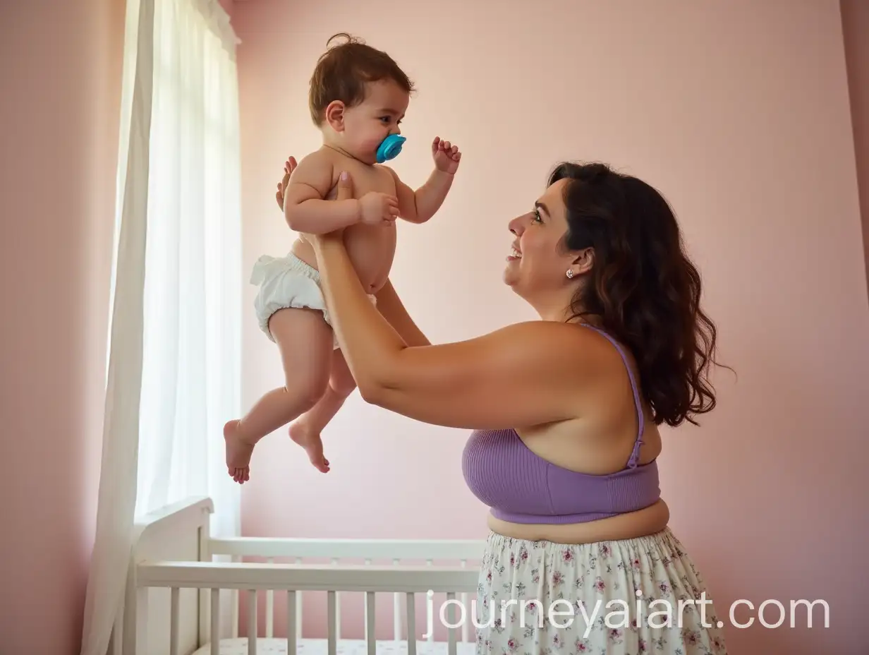 9MonthOld-Baby-Boy-Held-Up-by-Mom-in-a-Girlish-Room