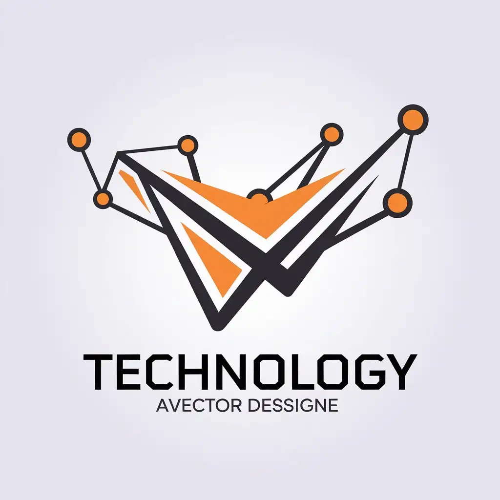 LOGO Design for Technology Interconnected Elements with Sharp Lines and Bold Color Palette