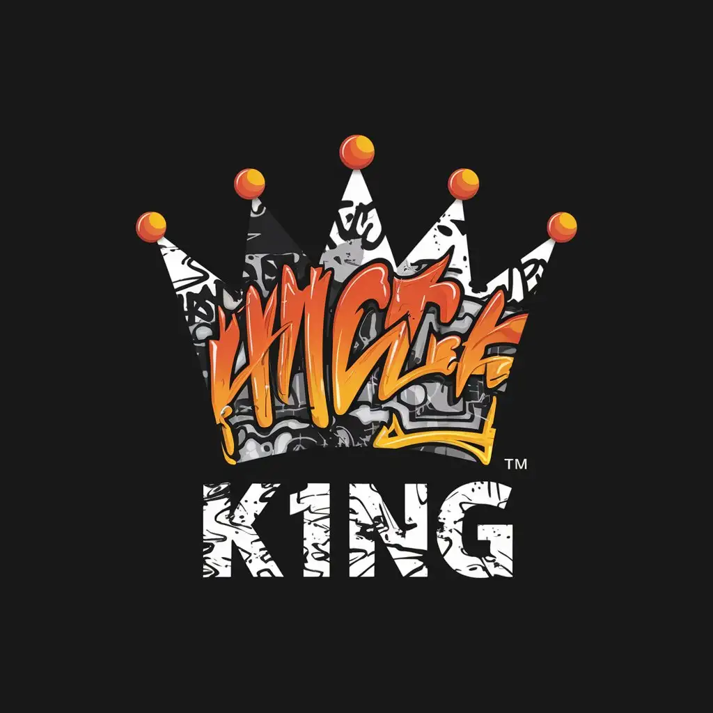 LOGO Design For K1NG Hardcore GraffitiInspired Crown for Athleisure Mens Clothing