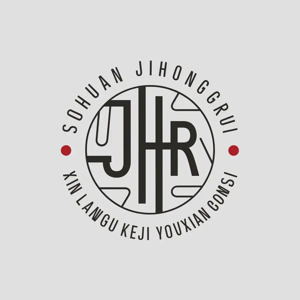 a vector logo design,with the text "Sichuan JiHongRui Xin Liangliao Keji Youxian Gongsi", main symbol:JHR,Moderate,be used in Technology industry,clear background