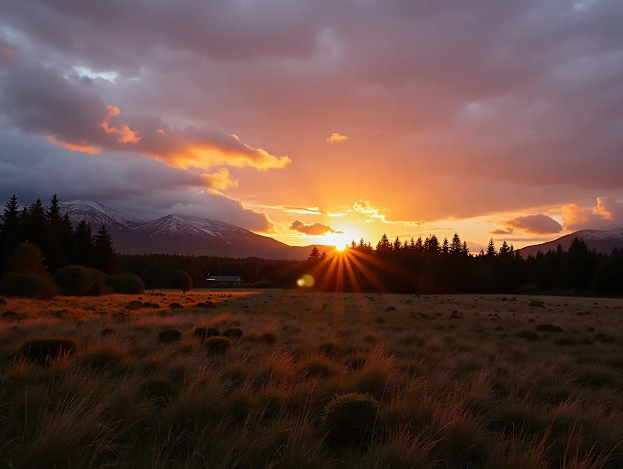 Sunset on scottish landscape, Aviemore, Scotland, United Kingdom