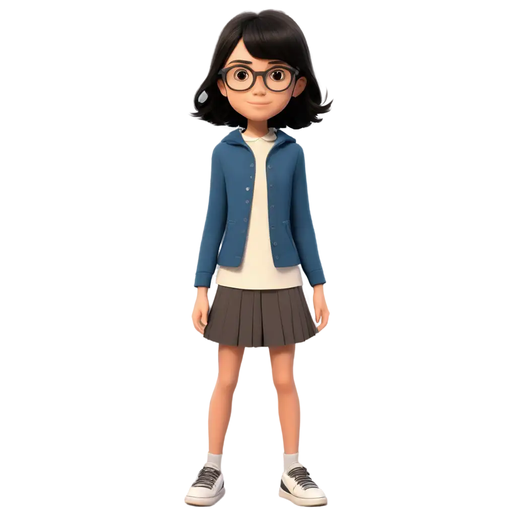 Clever-Girl-with-Short-Black-Hair-and-Glasses-PNG-Image-Animated-Character-Concept