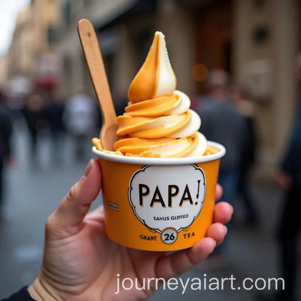 Person-Holding-Papa-Gelato-Cup-with-Thai-Tea-Flavor-in-Milan
