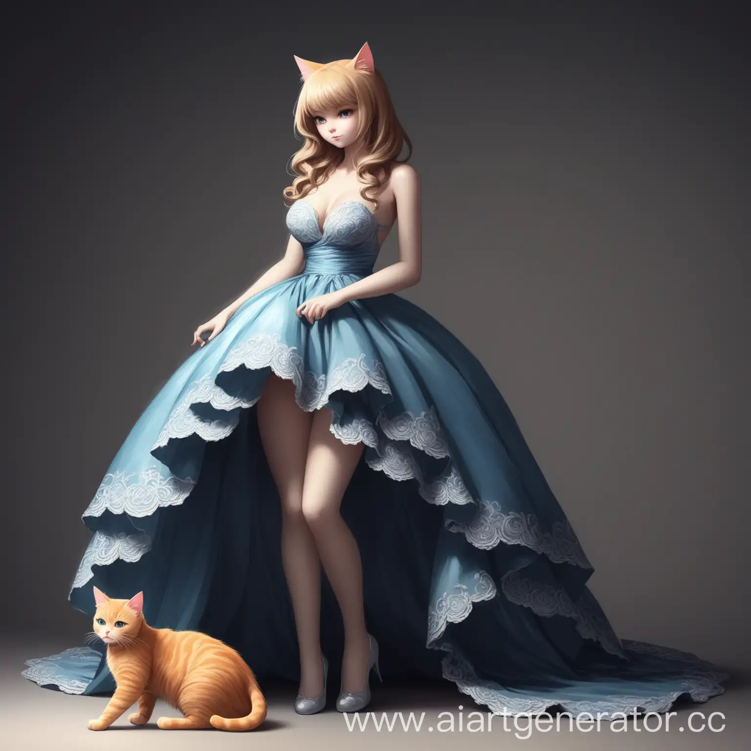 Girl-with-Cat-in-Elegant-Dress