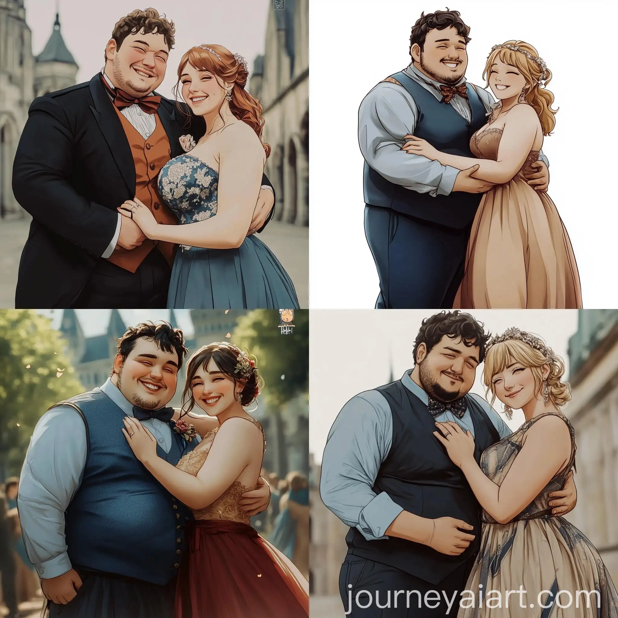 Affectionate-Anime-Couple-Hugging-in-Costume-and-Dress