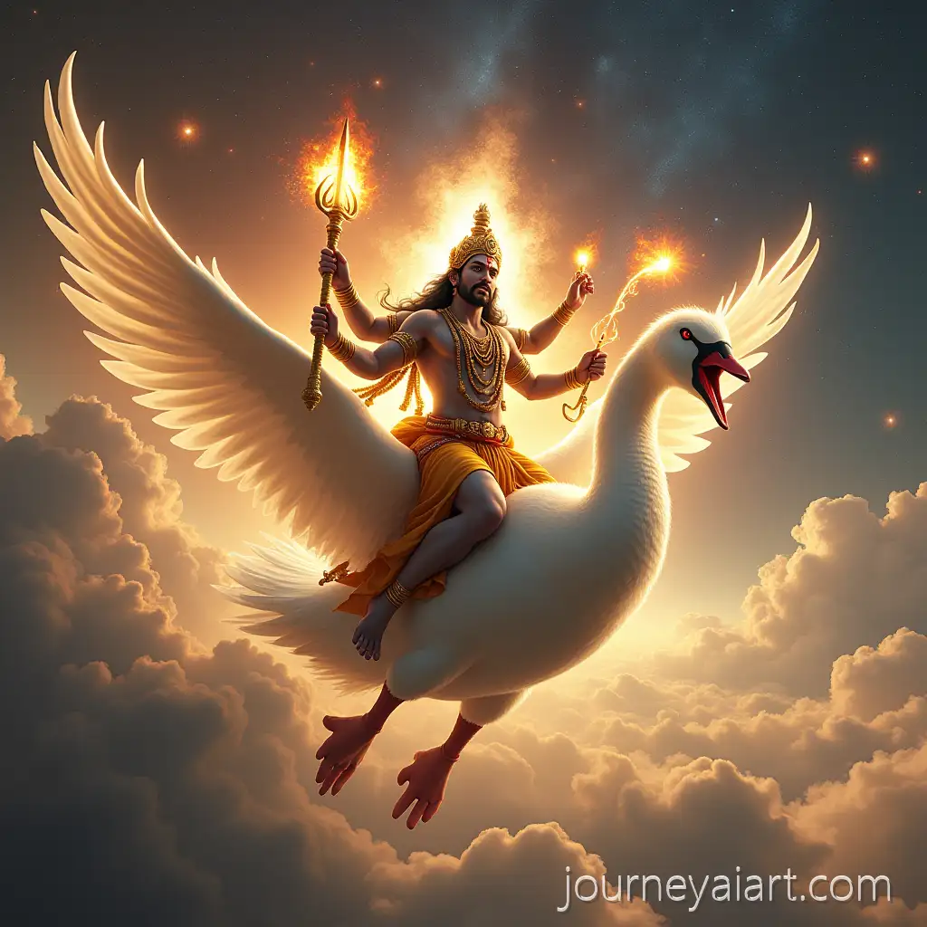 Lord-Brahma-in-Epic-Battle-Form-Riding-a-Cosmic-SwanAI-Image-Expansion-with-Divine-Power-and-Energy