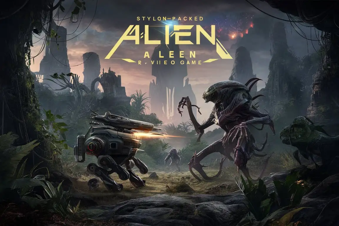 Stylized ARPG Video Game Cover Art Alien World Adventure