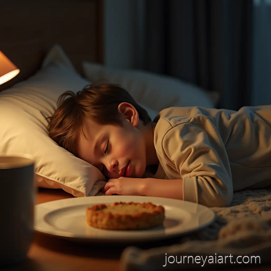 Boy-Sleeping-Before-and-After-Dinner-in-Cozy-BedroomBoy-sleeping-before-after-dinner