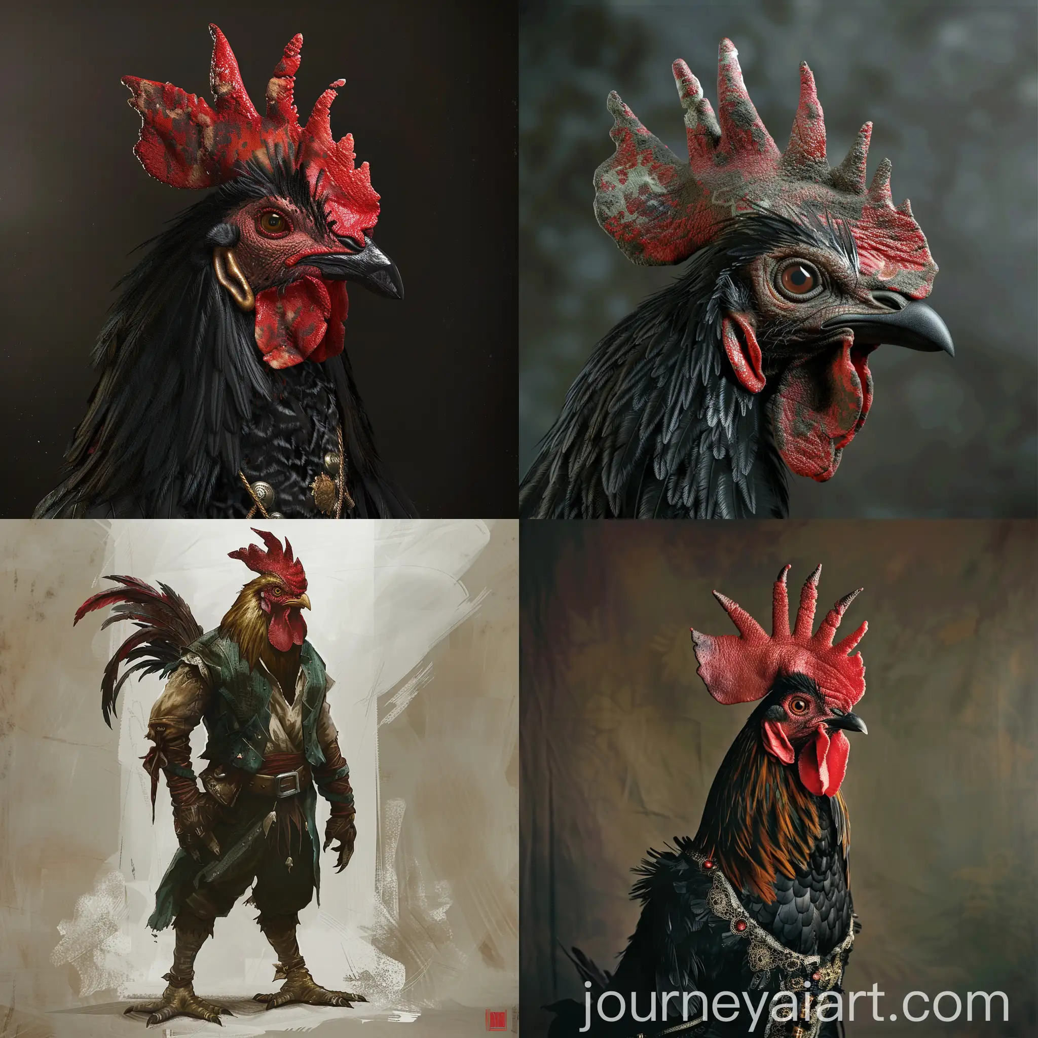Colorful-Humanoid-Rooster-Character-with-Vibrant-Feathers
