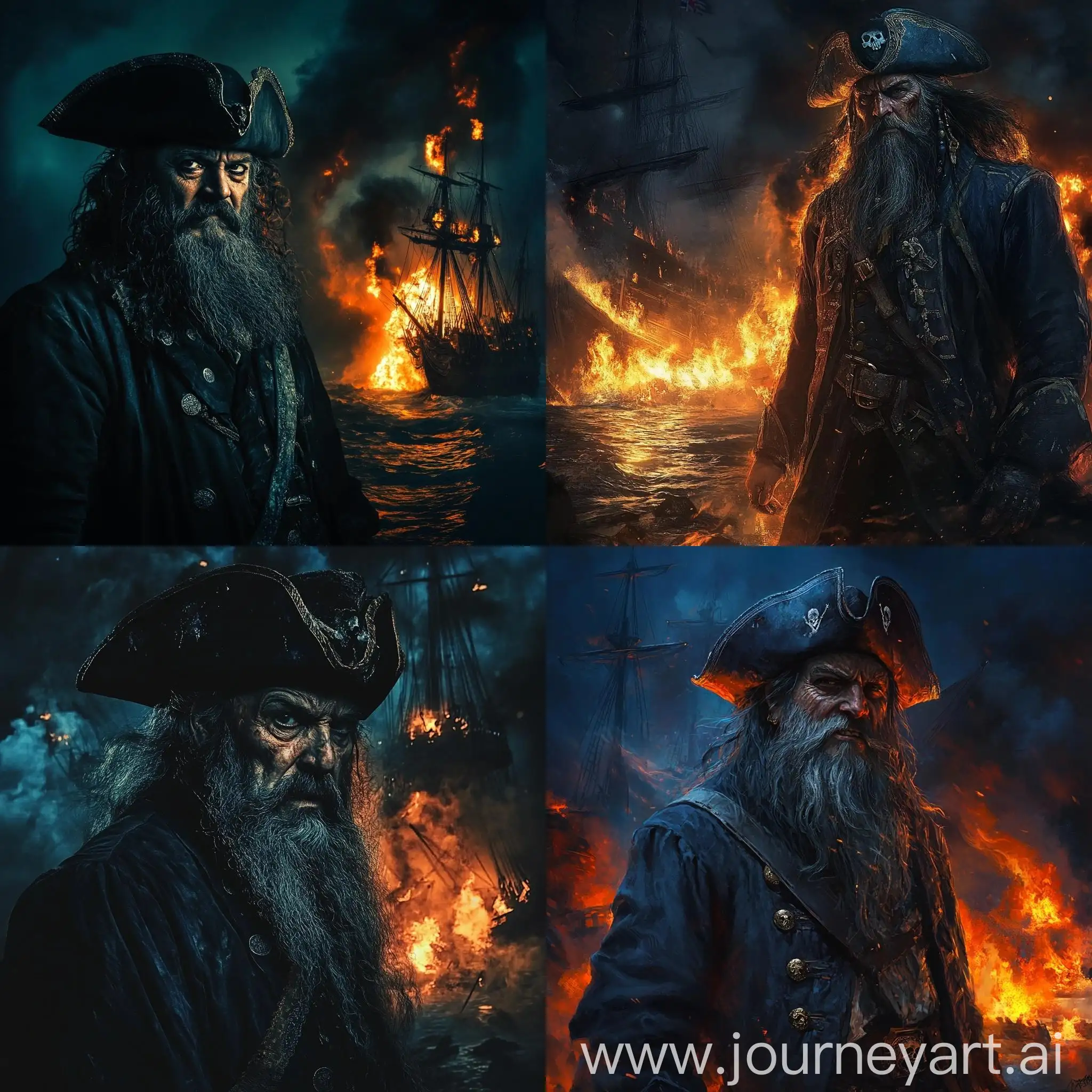 Sinister-Pirate-Captain-Amidst-Burning-Ship-at-Night