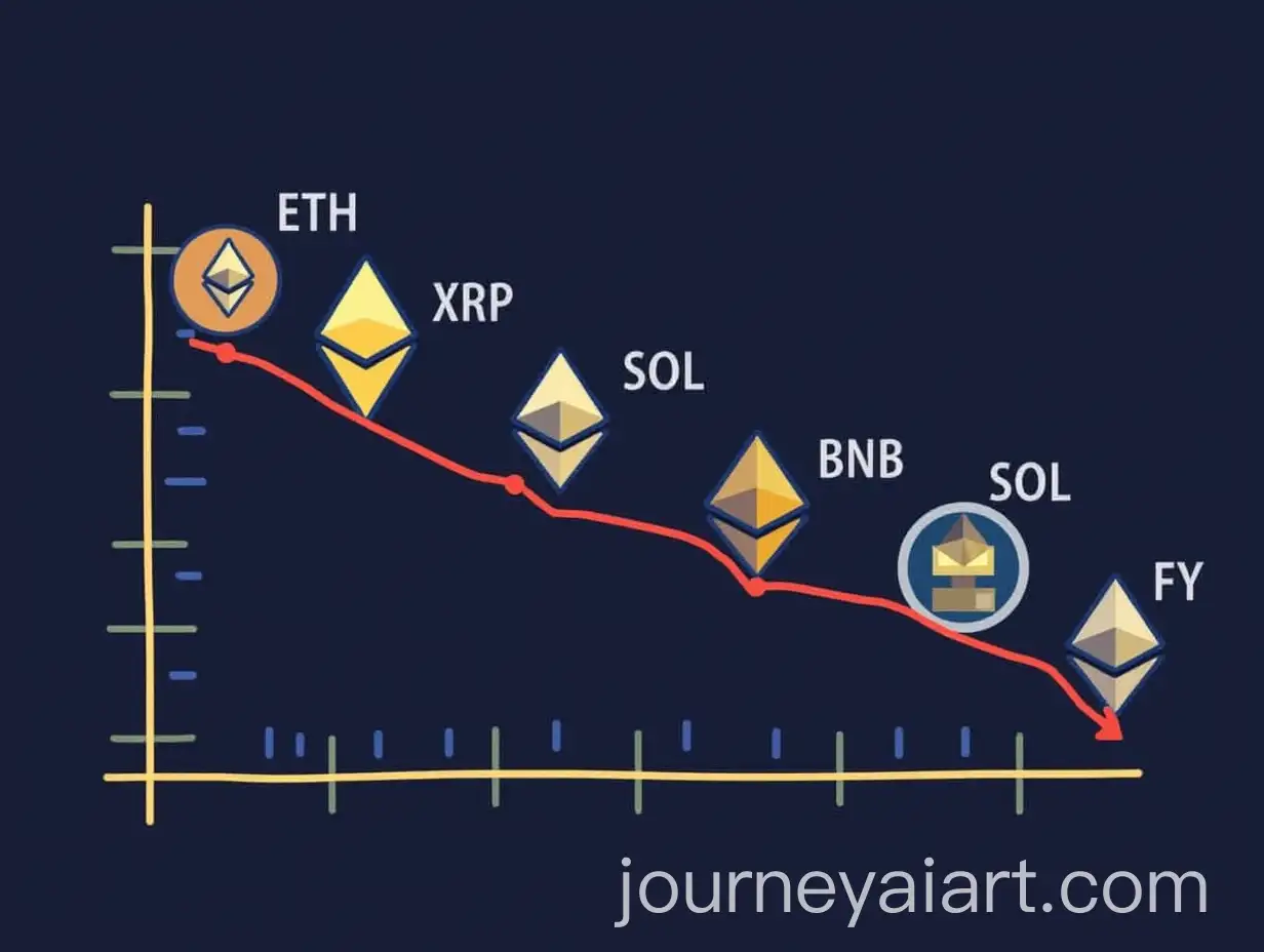 Logos-of-Major-Altcoins-Plotted-on-Declining-Chart-Showing-Losses-in-Ethereum-and-Other-Cryptos