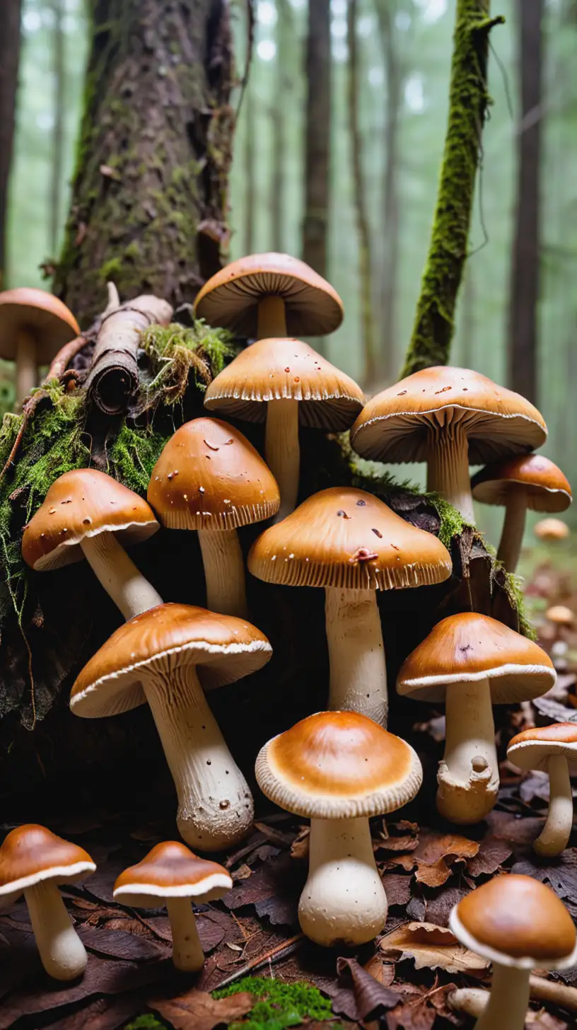 Tribe of Mushroom Hunters Discovering and Eating Forest Mushrooms