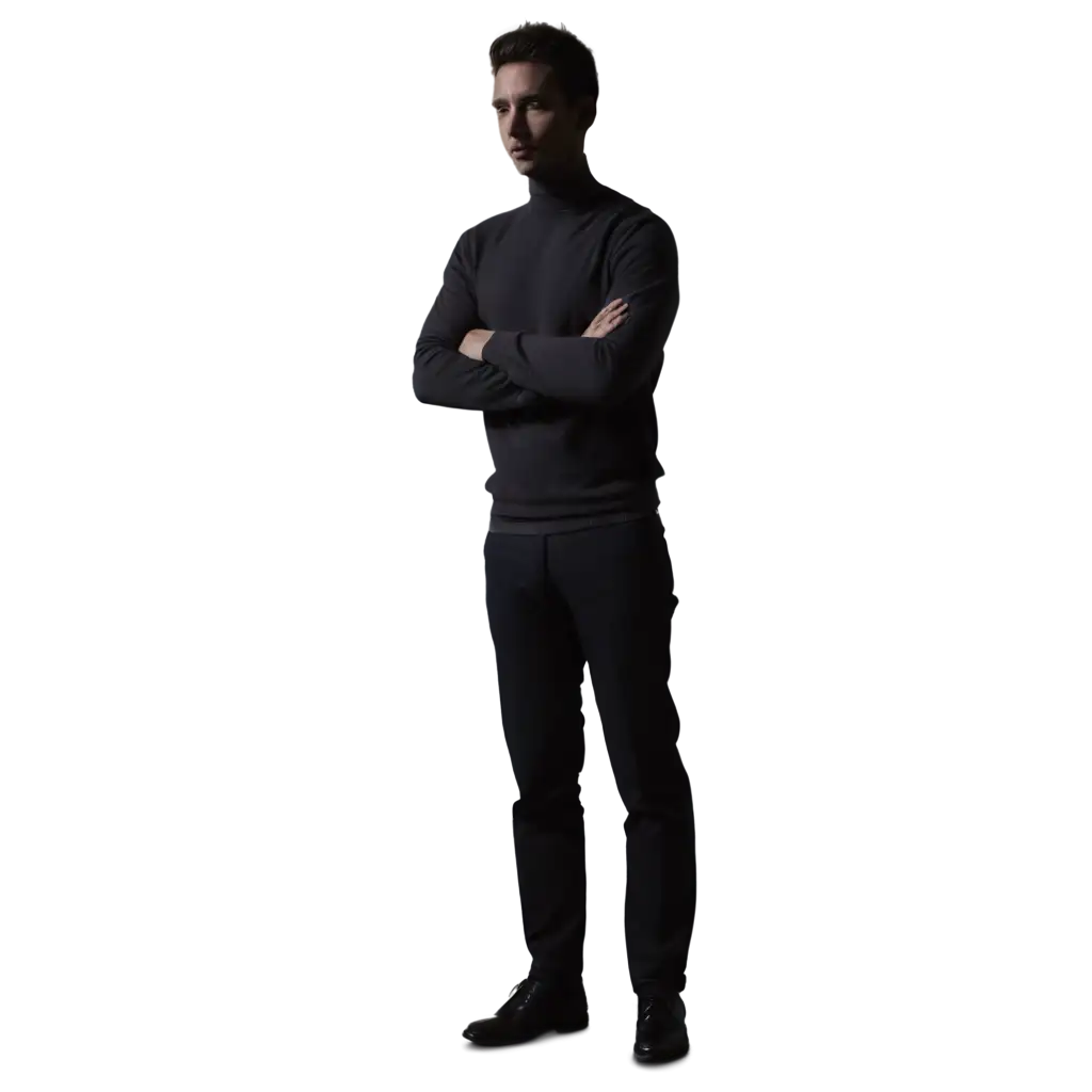 Silhouette-of-a-Man-Standing-with-Hands-Folded-PNG-Image-for-Clear-and-Versatile-Design